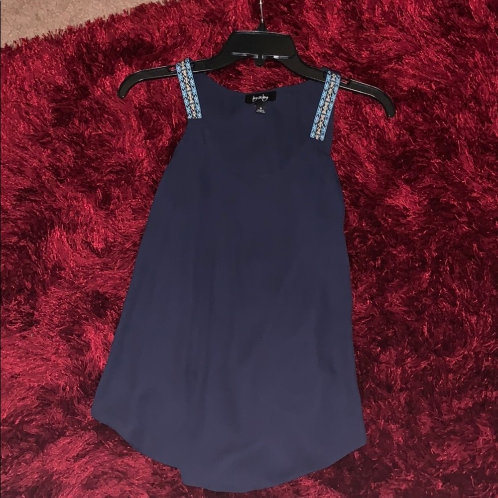 Navy Blue Tank Top with Design on Straps